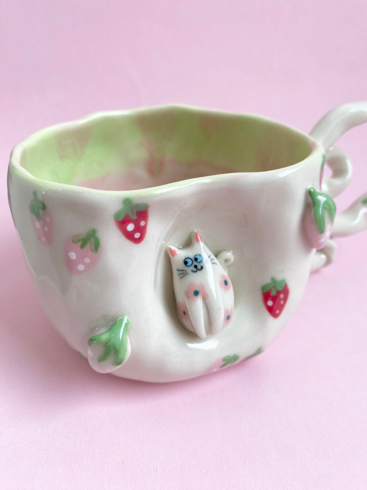 Handmade ceramic cat mug 🐱